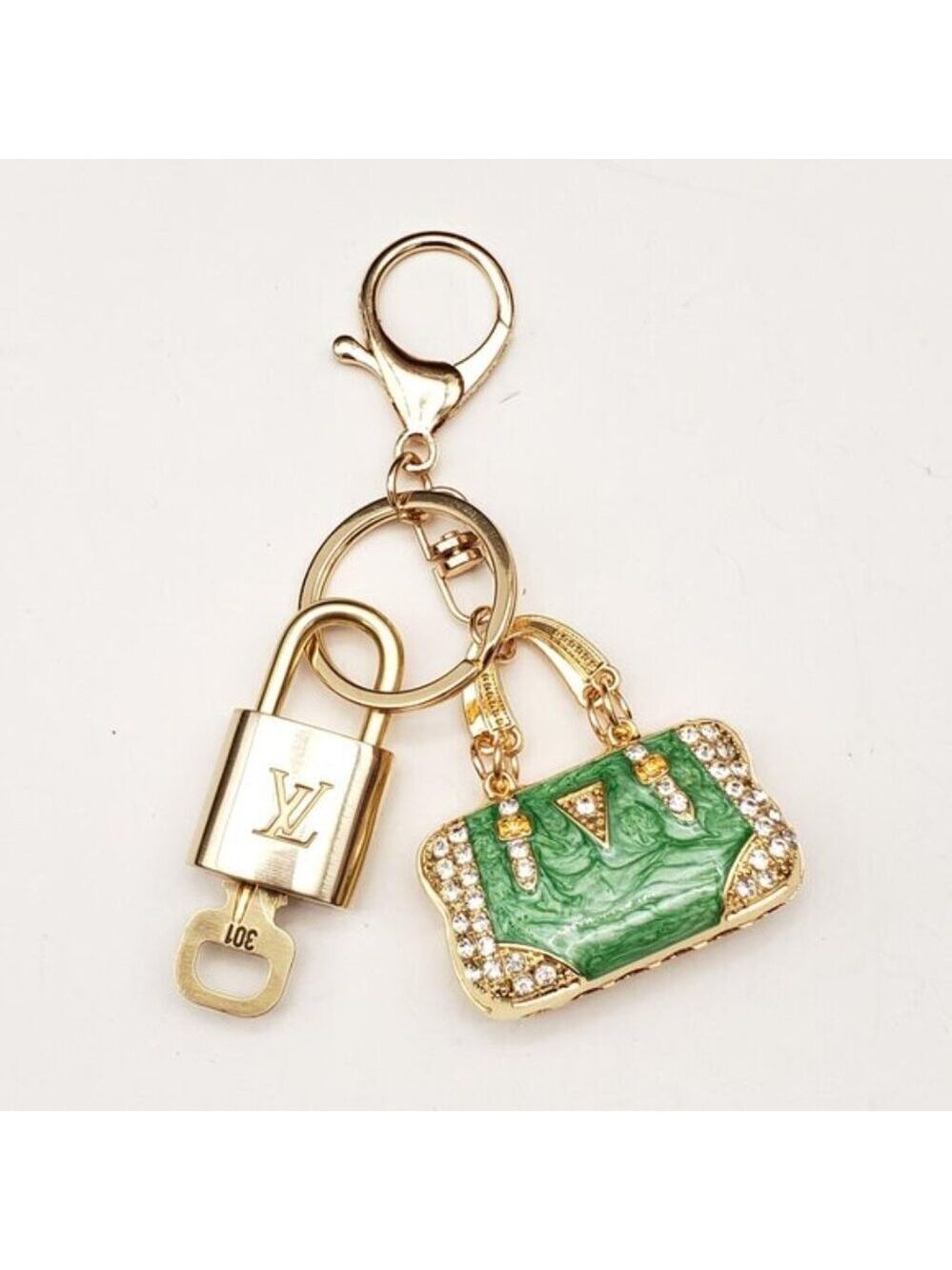 Louis Vuitton Gold Padlock Key 🔒 Authentic LV Charm + Unbranded Bag Keychain